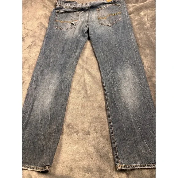 American Eagle Original Straight Jeans Mens 36x34 Blue Denim Fade - Picture 10 of 11